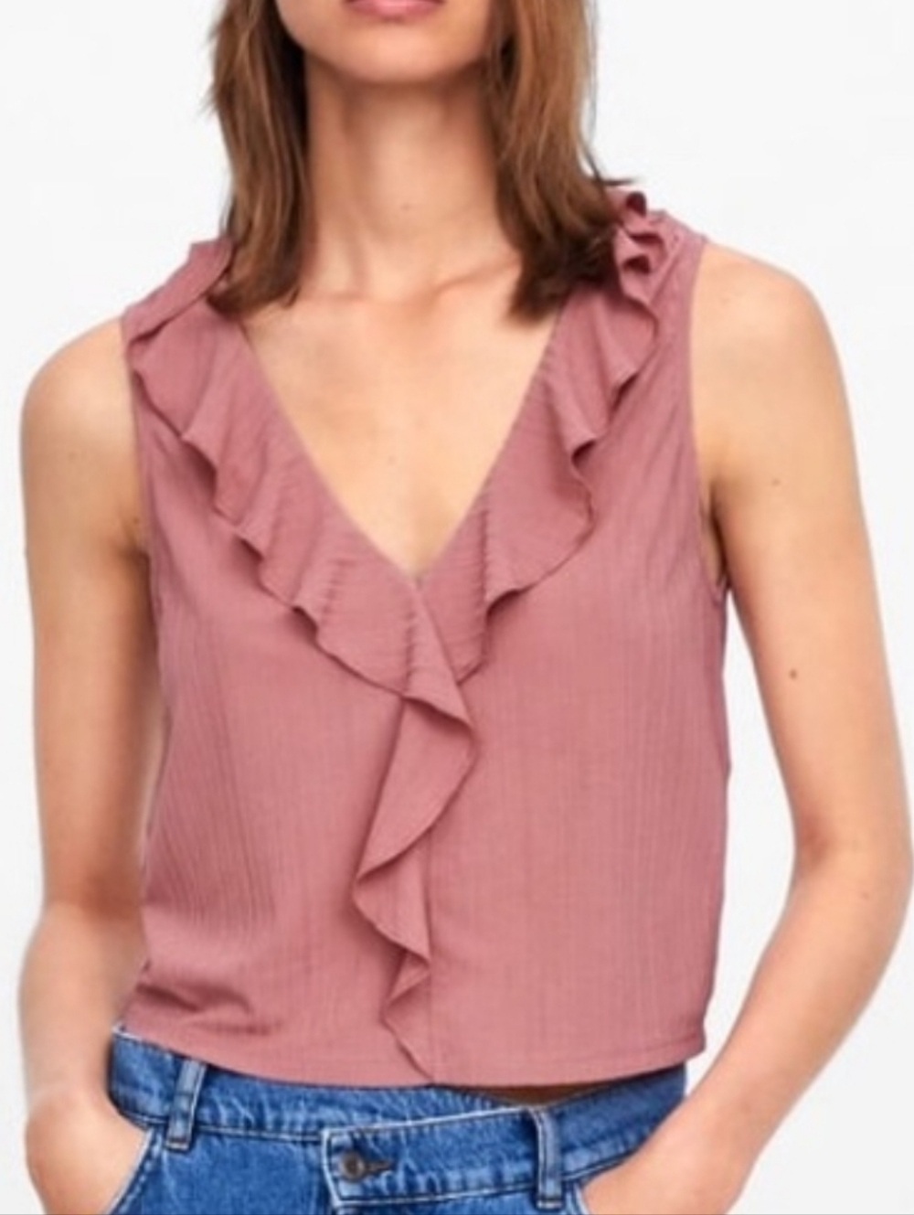 Zara Rose Ruffle V-Neck Sleeveless Camisole